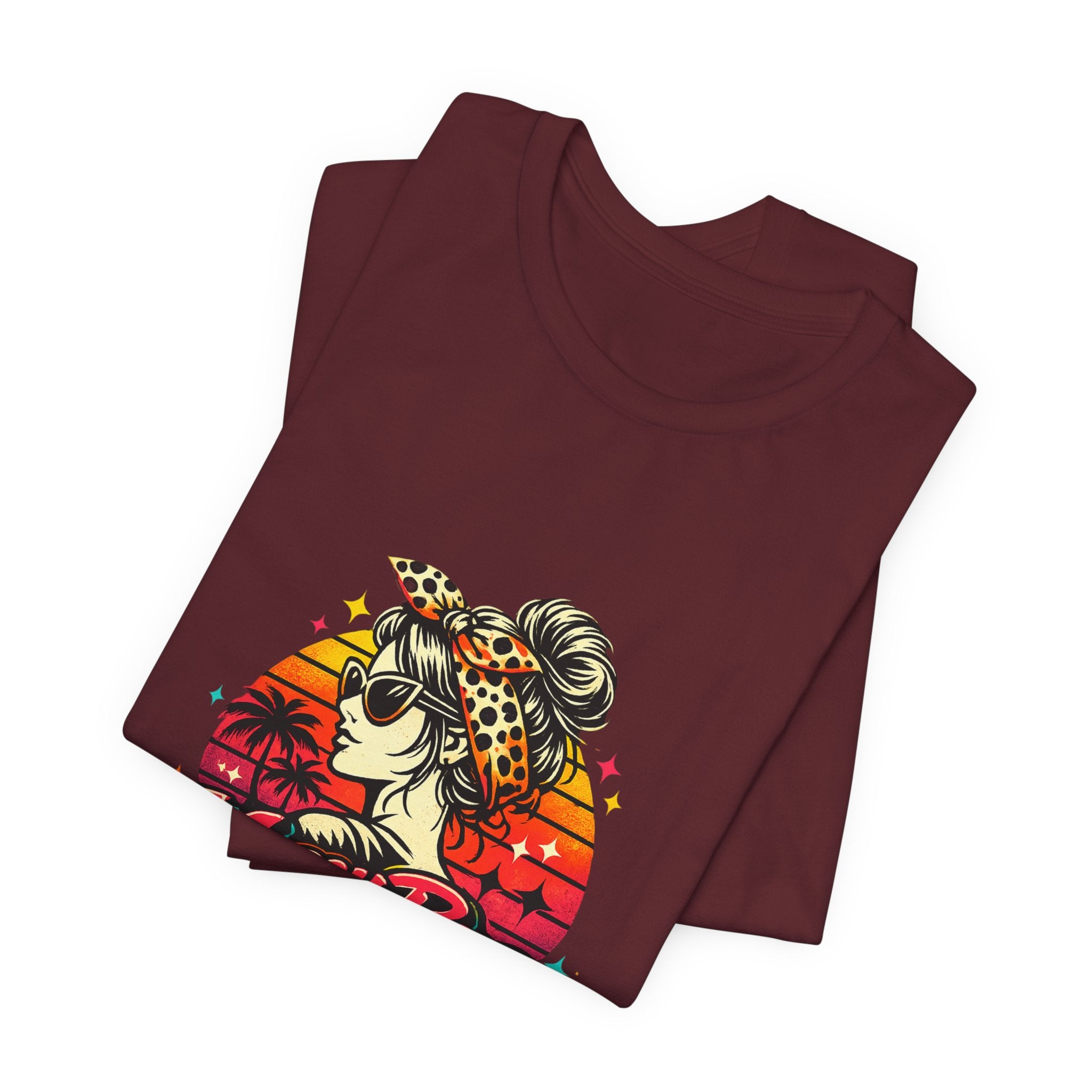 Messy Bun Momma Club Tee | Retro Sunset Mom Hair Graphic
