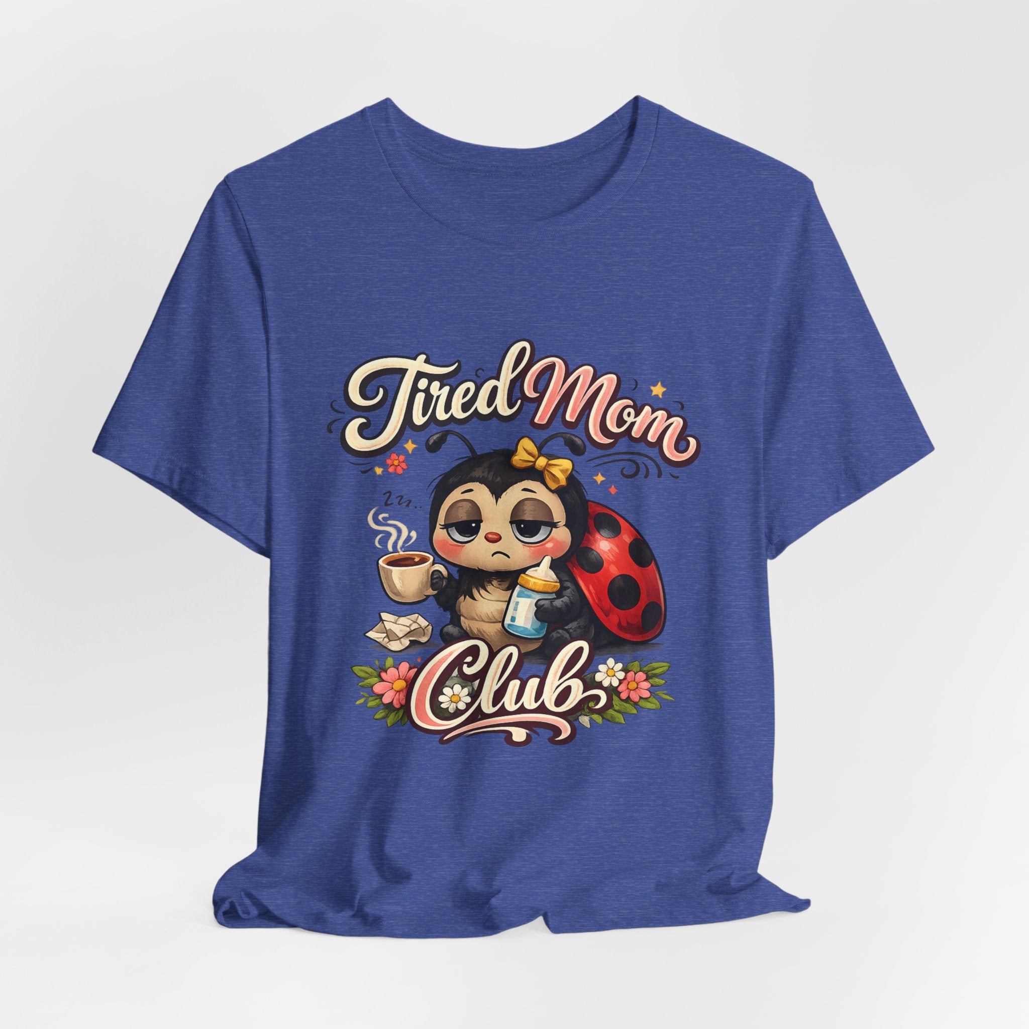 Tired Mom Club T-Shirt | Cute Ladybug Sloth Illustration