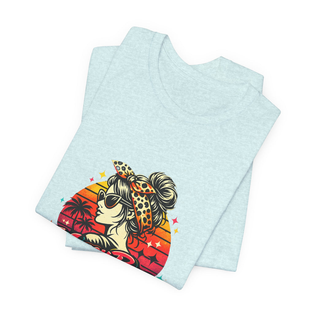 Messy Bun Momma Club Tee | Retro Sunset Mom Hair Graphic