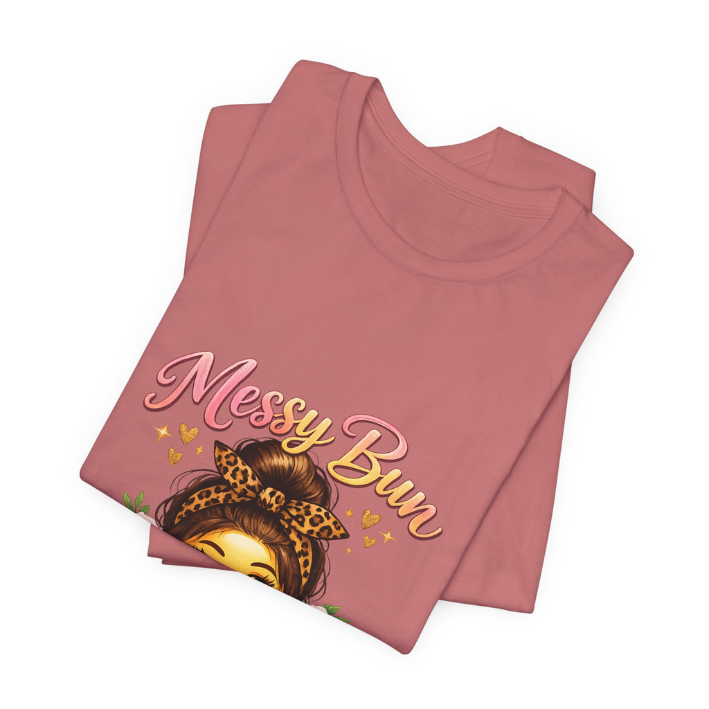 Messy Bun Momma Club Tee | Mom Graphic Shirt, Floral Bun Girl Design