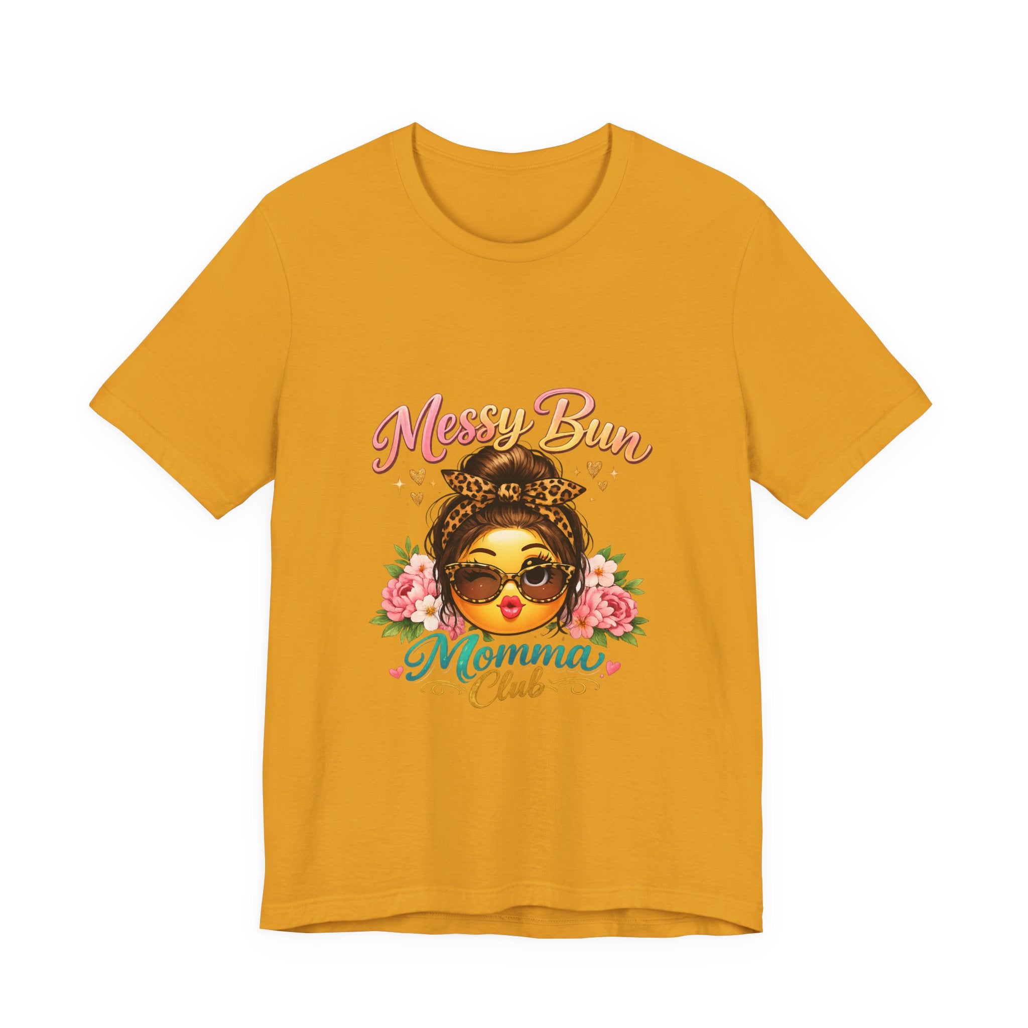 Messy Bun Momma Club Tee | Mom Graphic Shirt, Floral Bun Girl Design