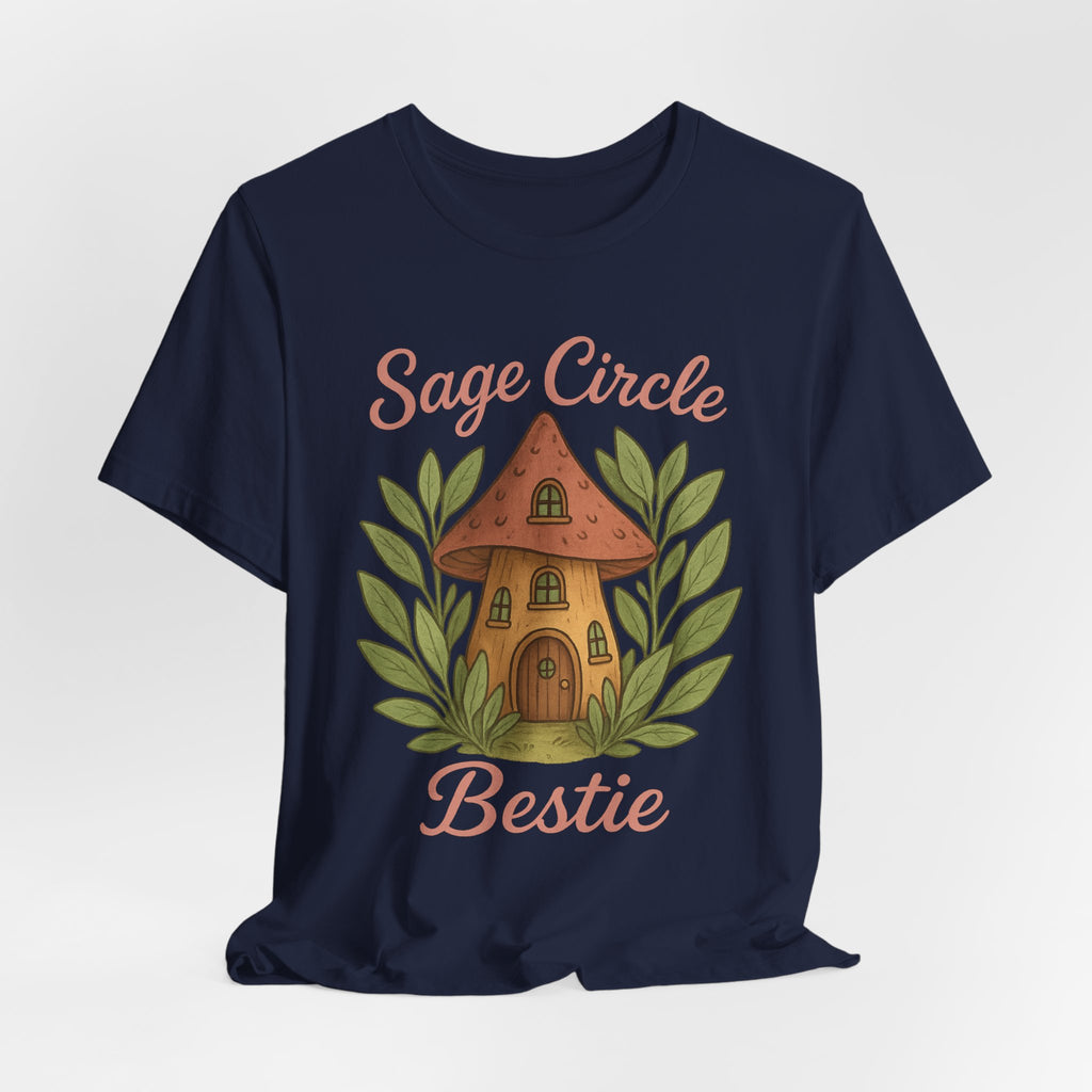 Sage Circle Bestie T-Shirt | Mushroom Cottage Illustration