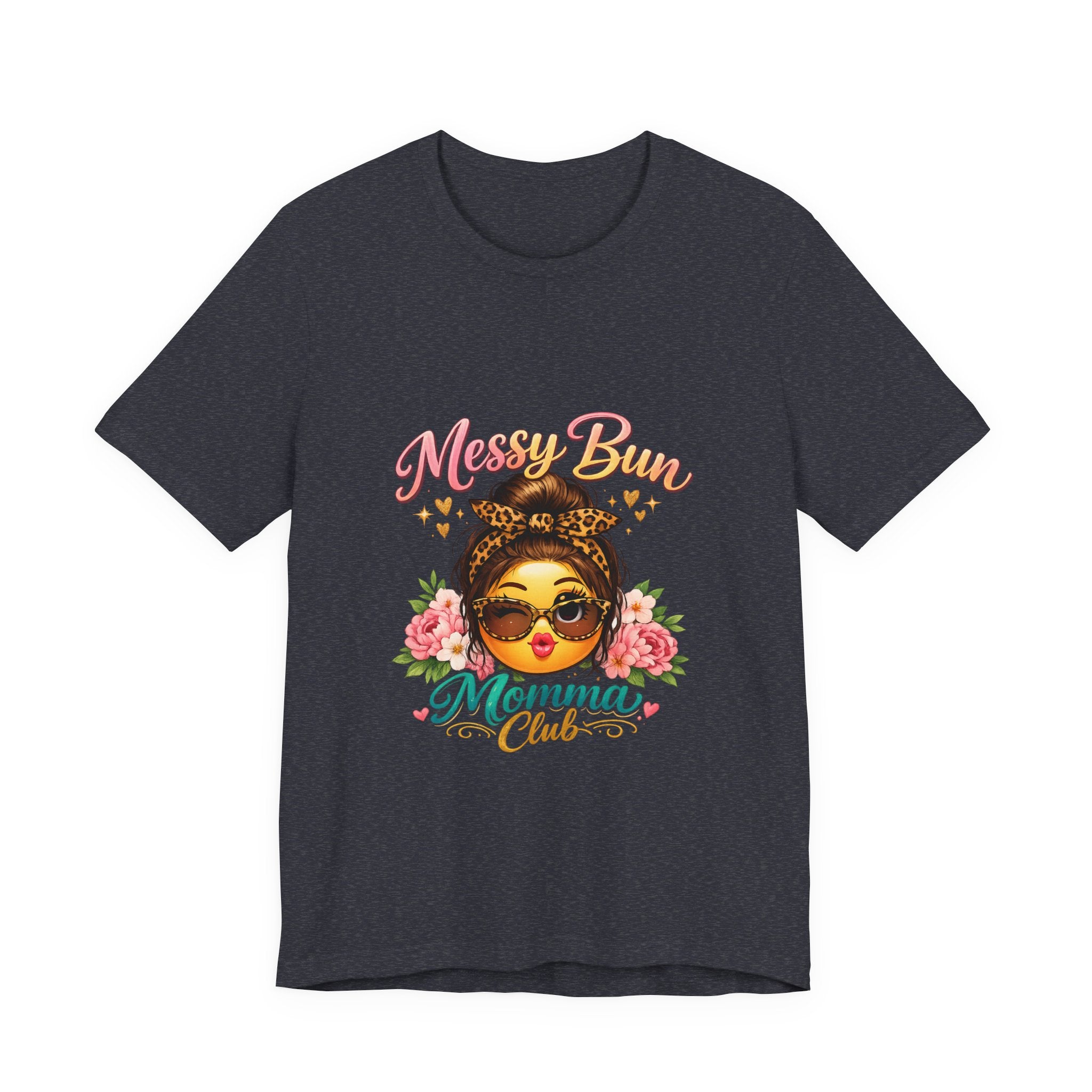 Messy Bun Momma Club Tee | Mom Graphic Shirt, Floral Bun Girl Design