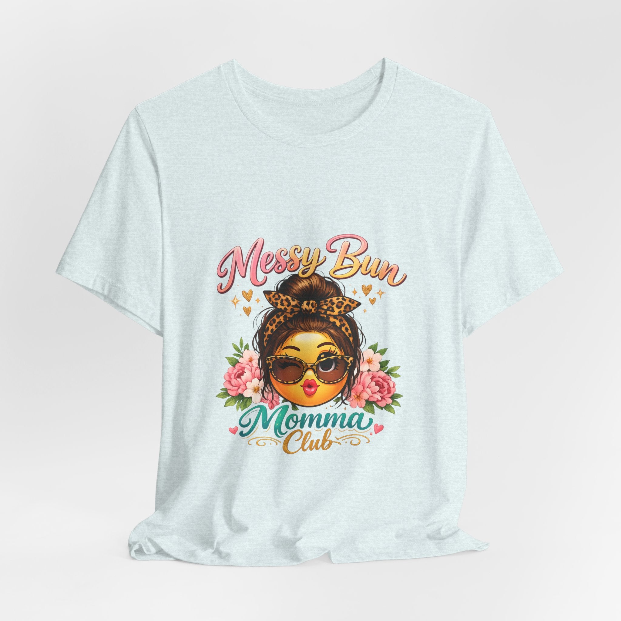 Messy Bun Momma Club Tee | Mom Graphic Shirt, Floral Bun Girl Design