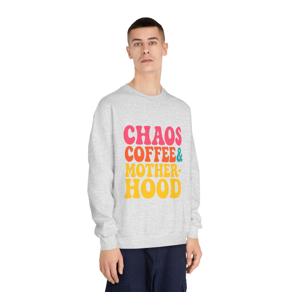 Chaos Coffee & Motherhood Sweatshirt | Retro Color Block Mom Tee