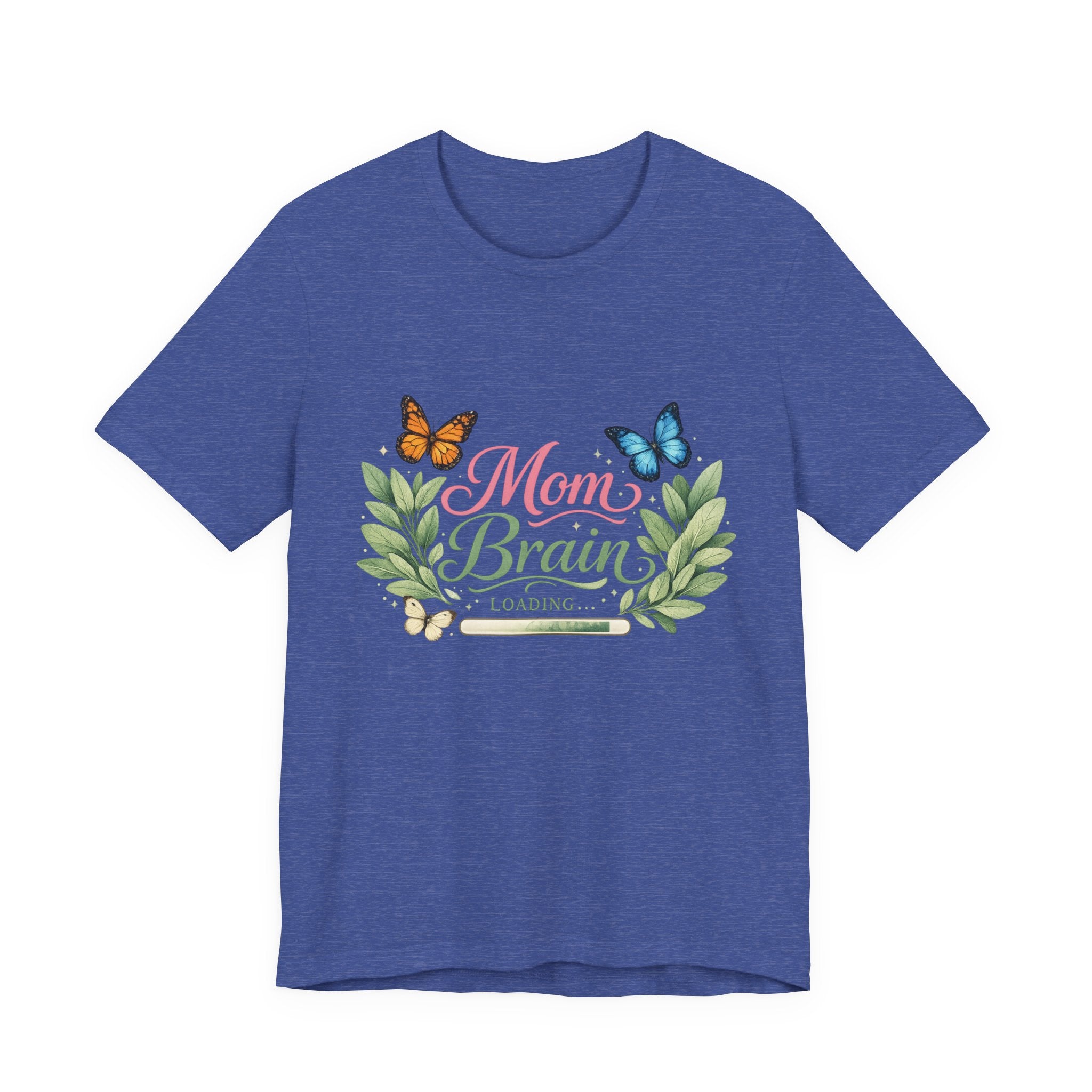Mom Brain Loading T-Shirt | Floral wreath, butterflies, pastel script