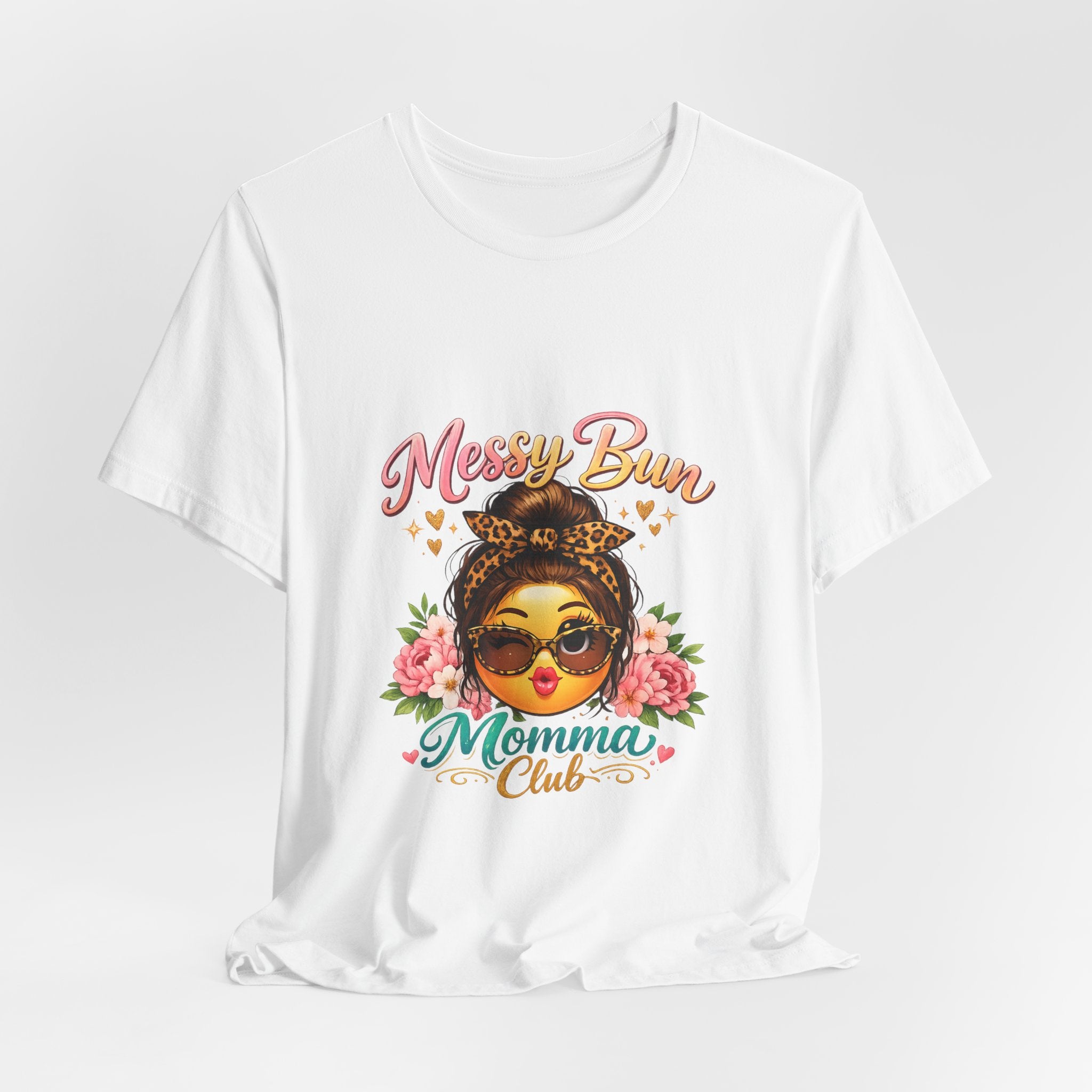 Messy Bun Momma Club Tee | Mom Graphic Shirt, Floral Bun Girl Design