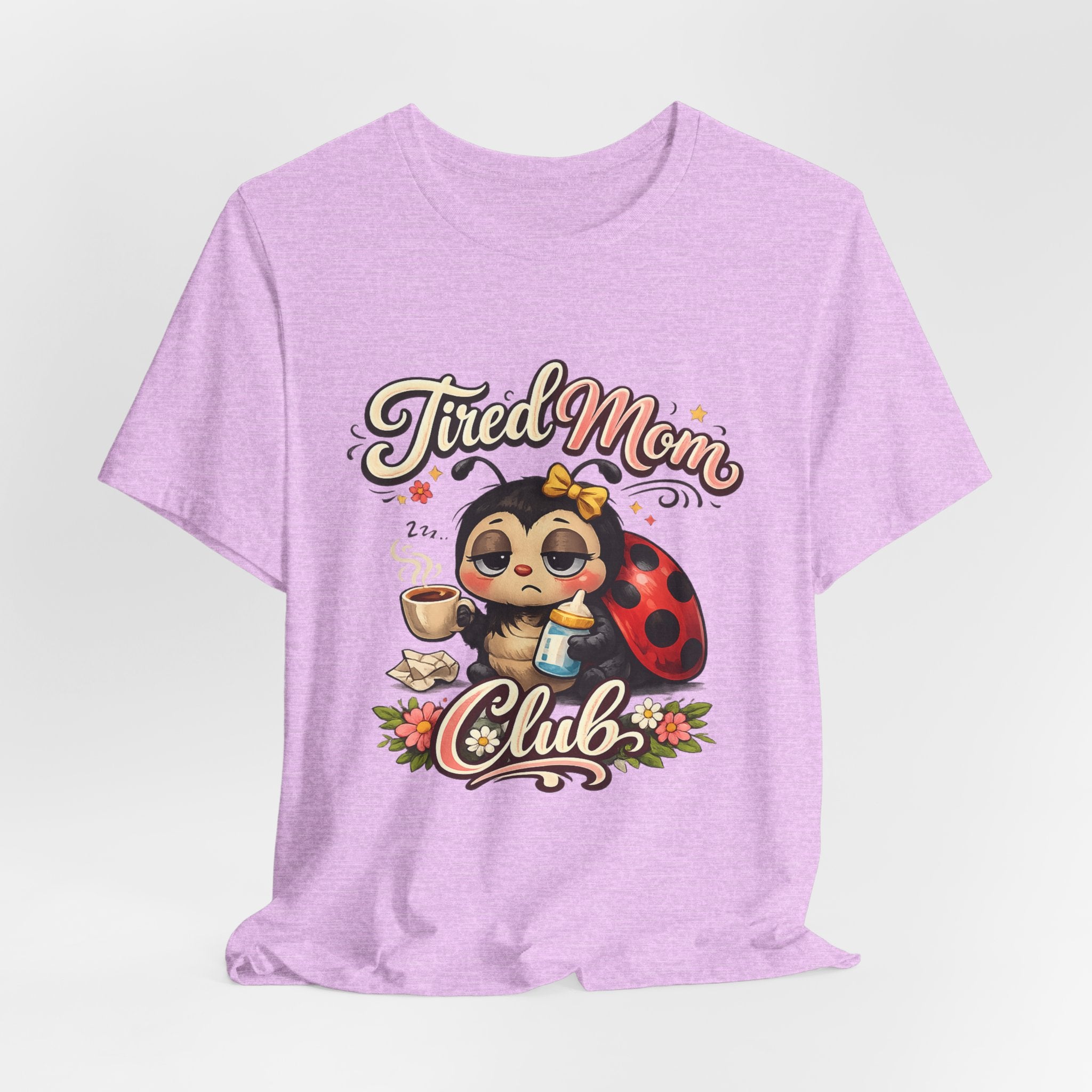 Tired Mom Club T-Shirt | Cute Ladybug Sloth Illustration