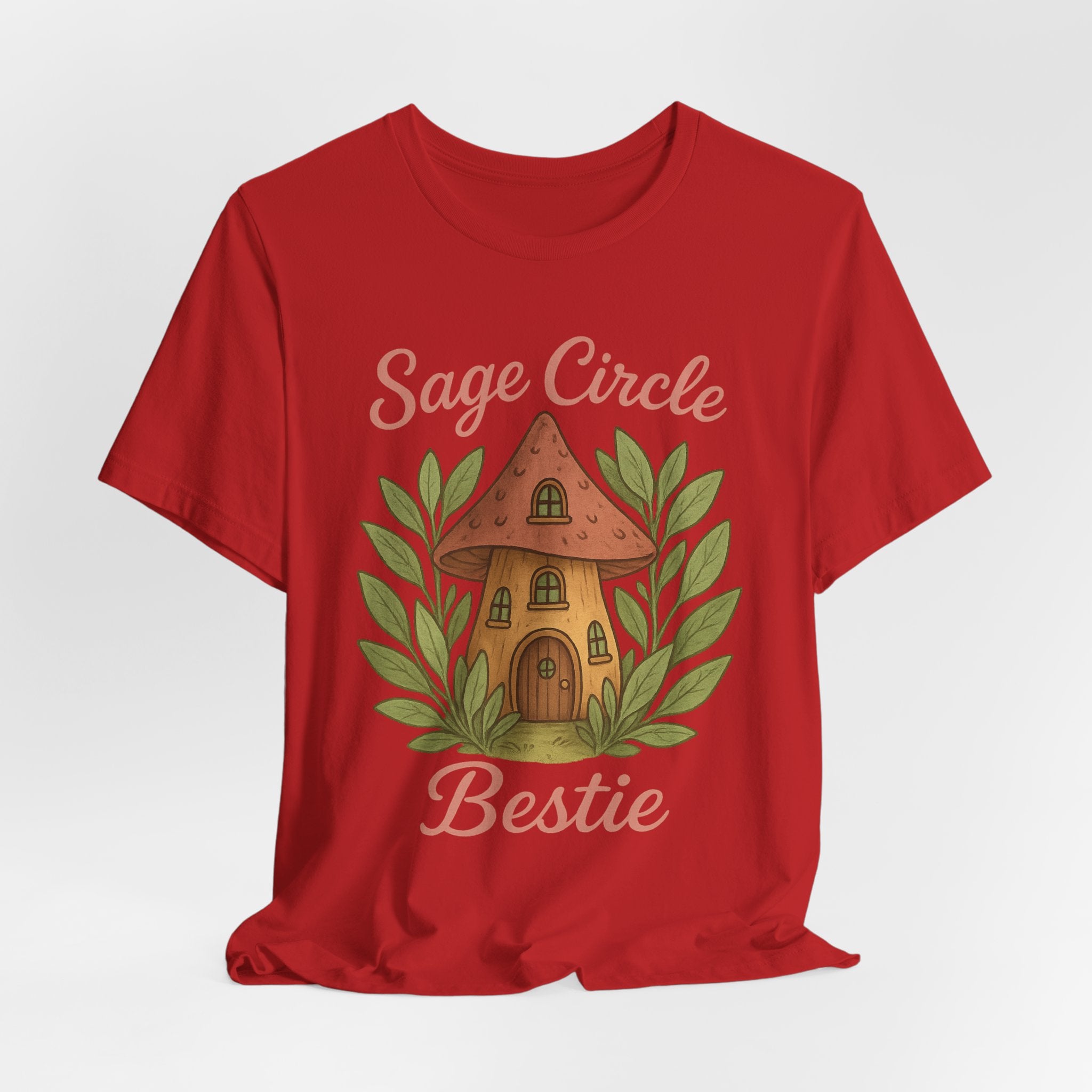 Sage Circle Bestie T-Shirt | Mushroom Cottage Illustration