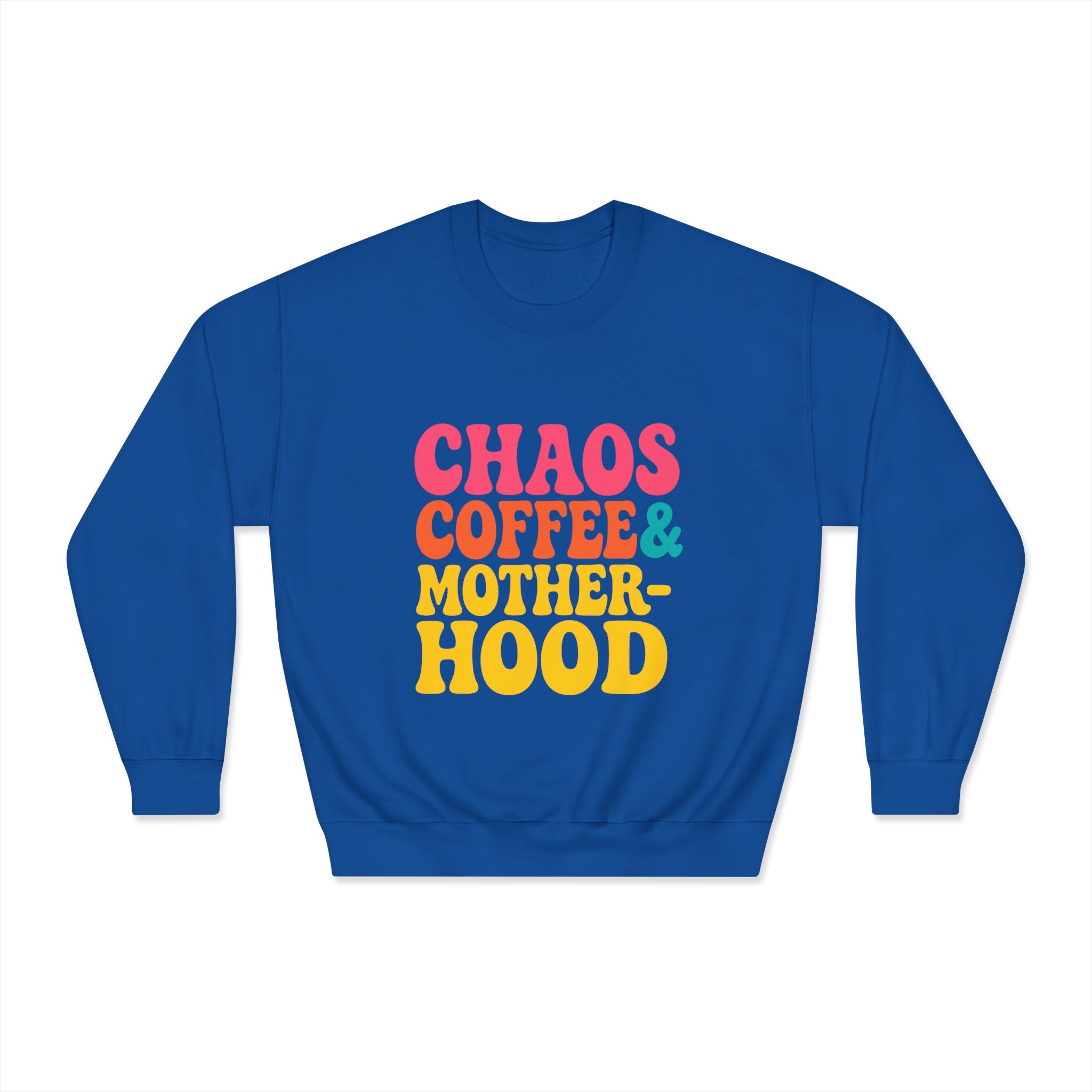 Chaos Coffee & Motherhood Sweatshirt | Retro Color Block Mom Tee