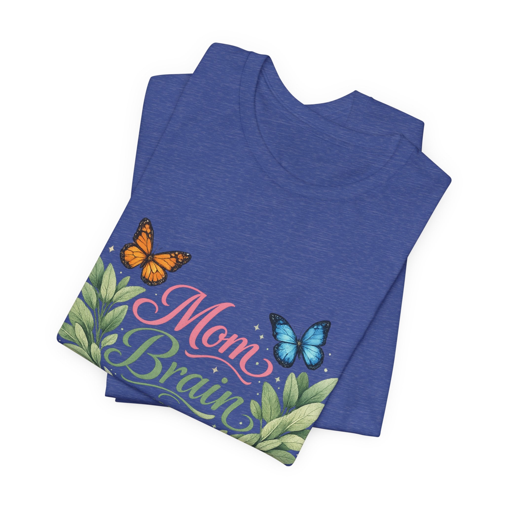 Mom Brain Loading T-Shirt | Floral wreath, butterflies, pastel script