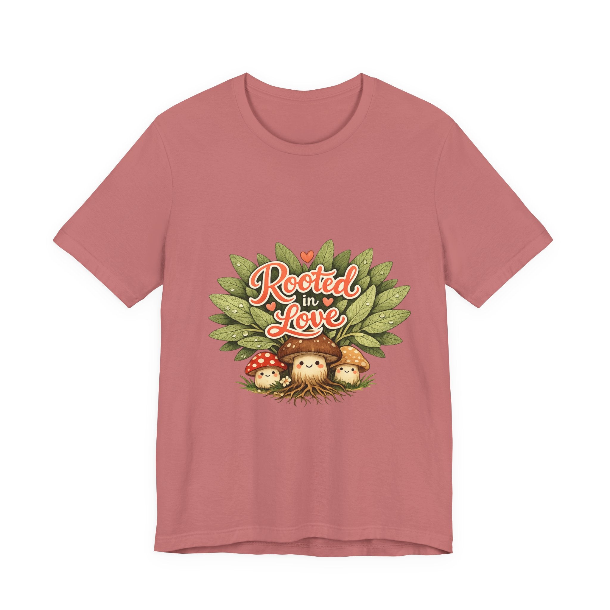 Rooted in Love mushroom family T-Shirt | Nature woodland graphic tee
