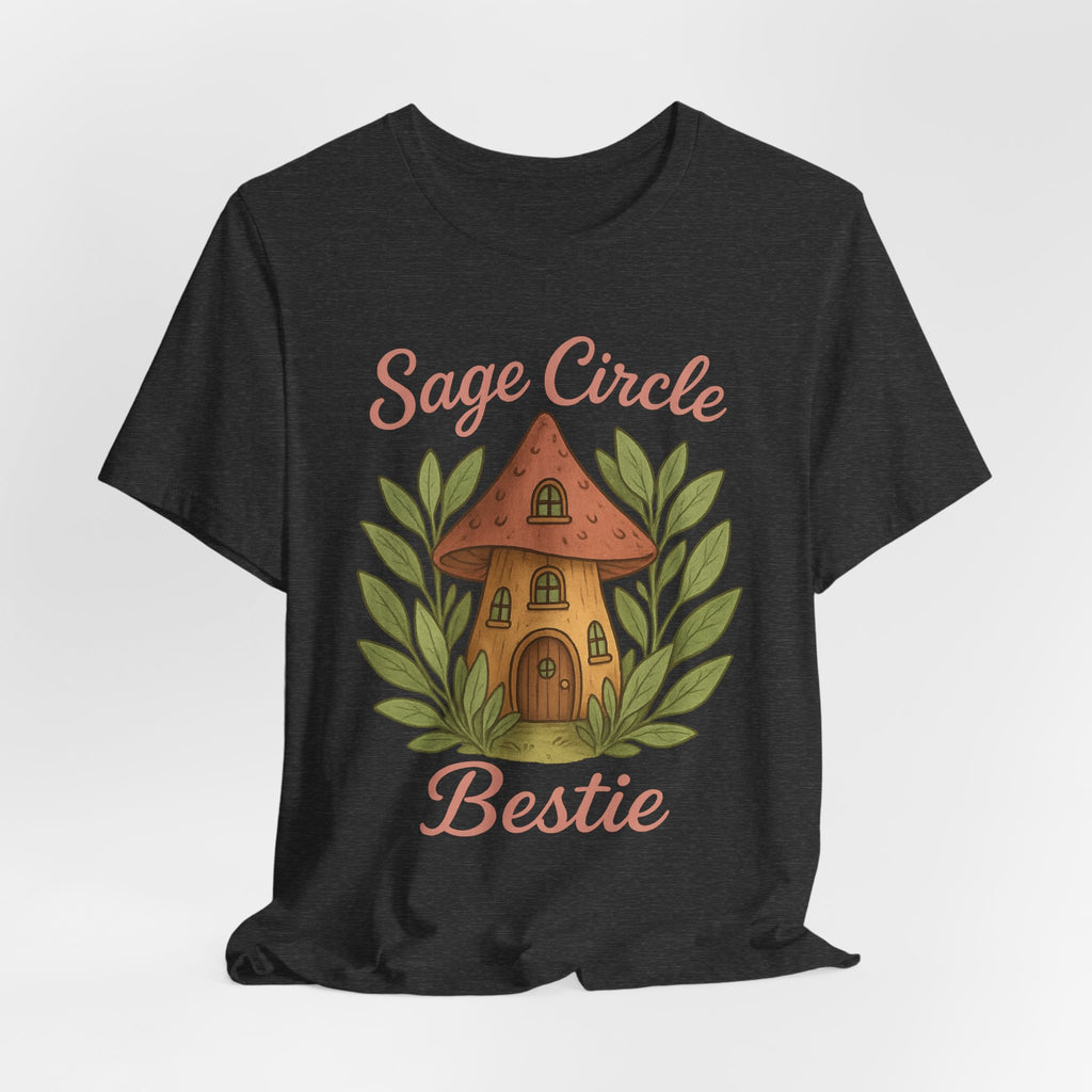 Sage Circle Bestie T-Shirt | Mushroom Cottage Illustration