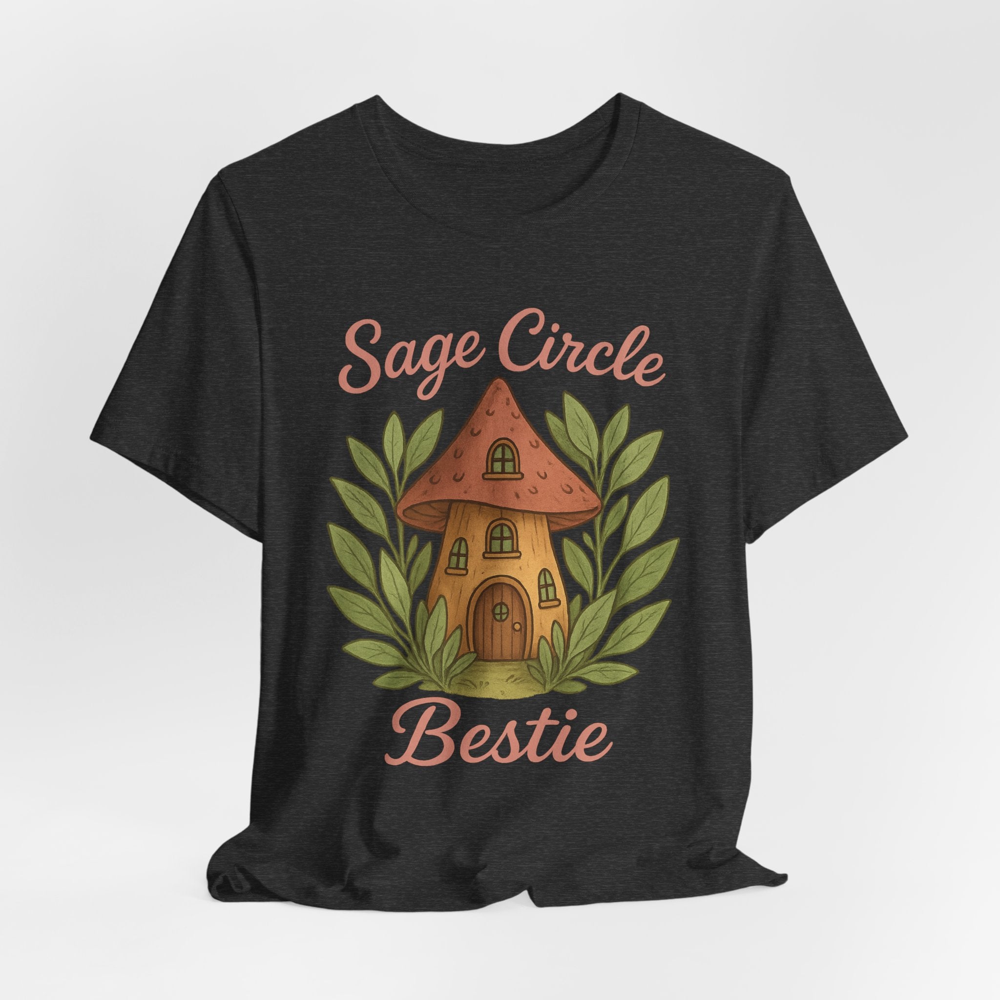 Sage Circle Bestie T-Shirt | Mushroom Cottage Illustration