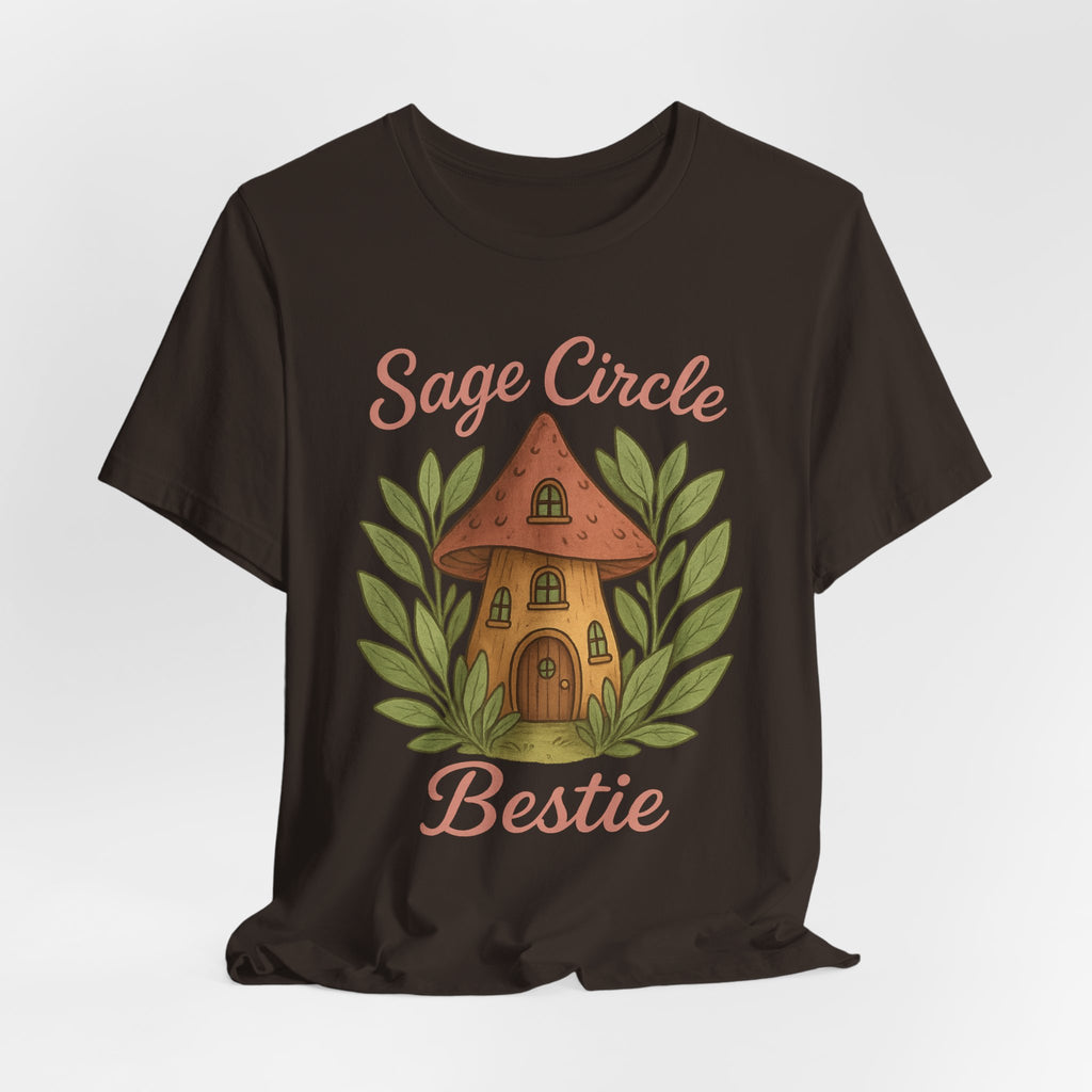 Sage Circle Bestie T-Shirt | Mushroom Cottage Illustration