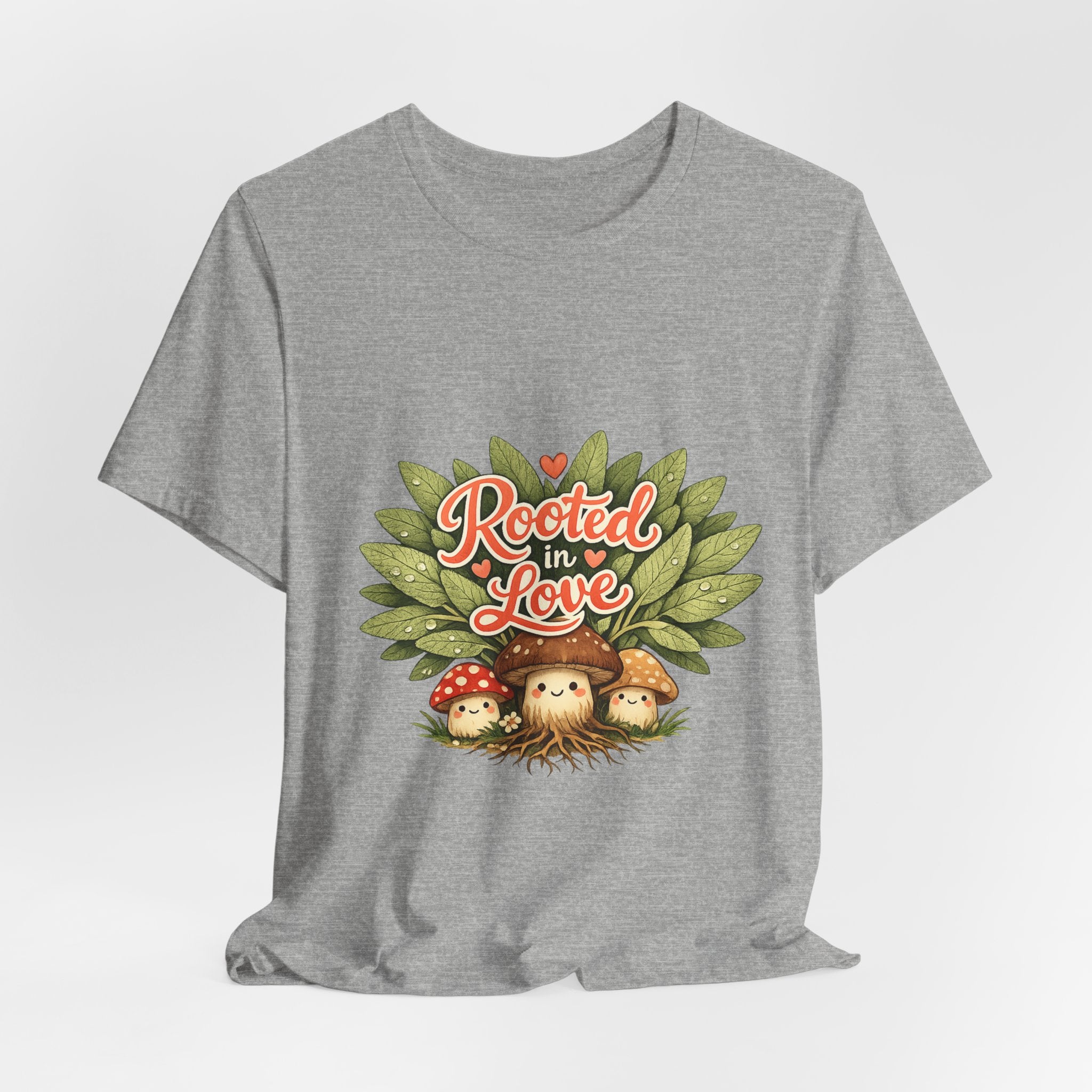 Rooted in Love mushroom family T-Shirt | Nature woodland graphic tee