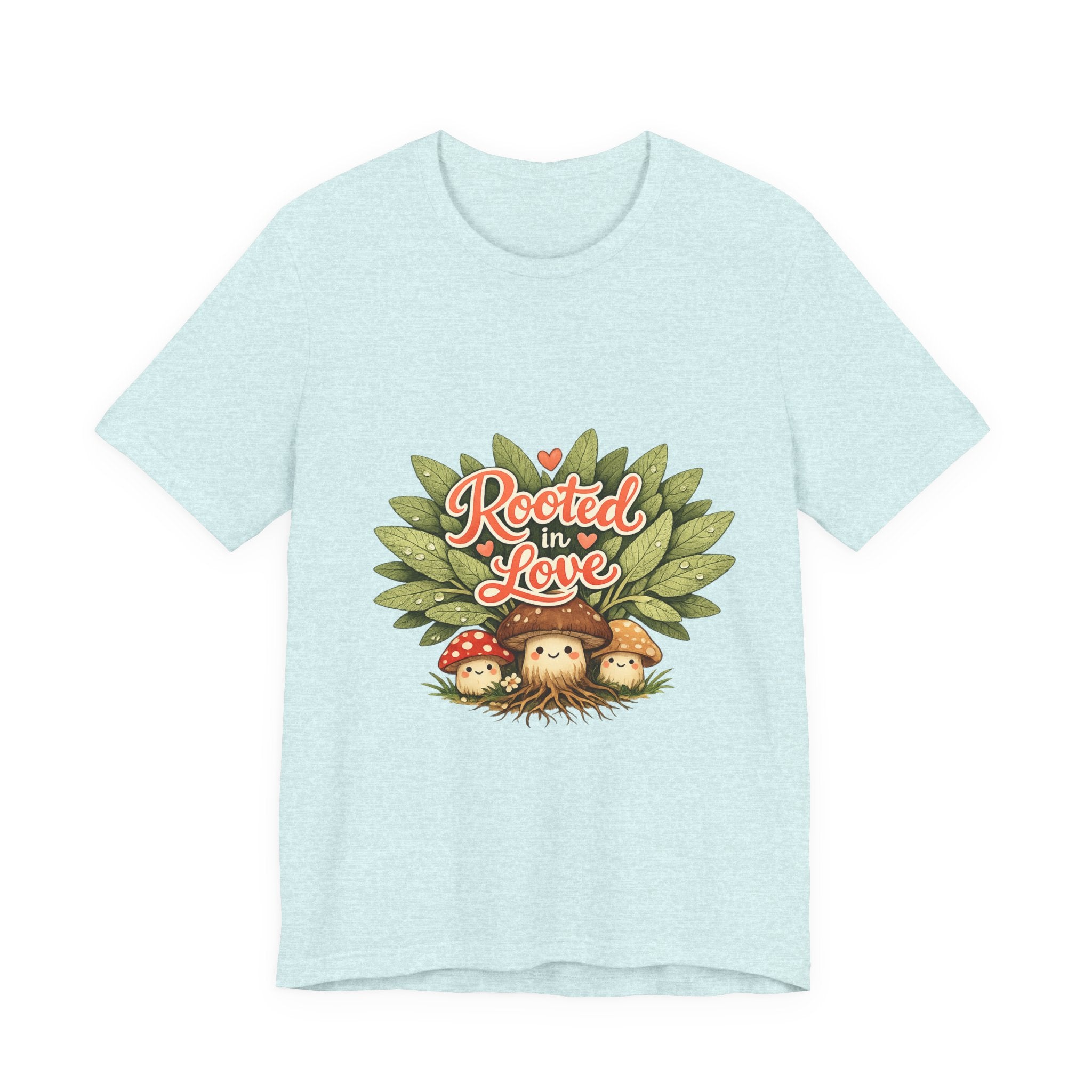 Rooted in Love mushroom family T-Shirt | Nature woodland graphic tee