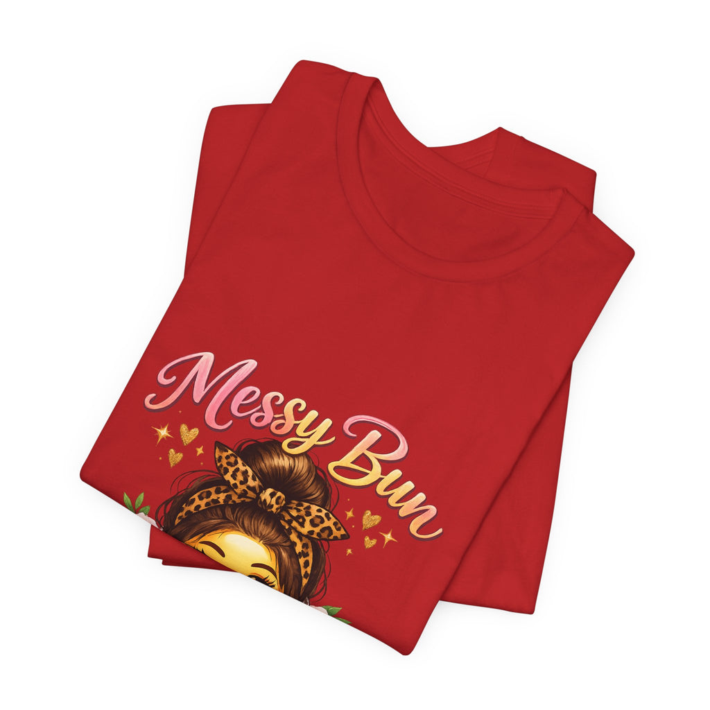 Messy Bun Momma Club Tee | Mom Graphic Shirt, Floral Bun Girl Design