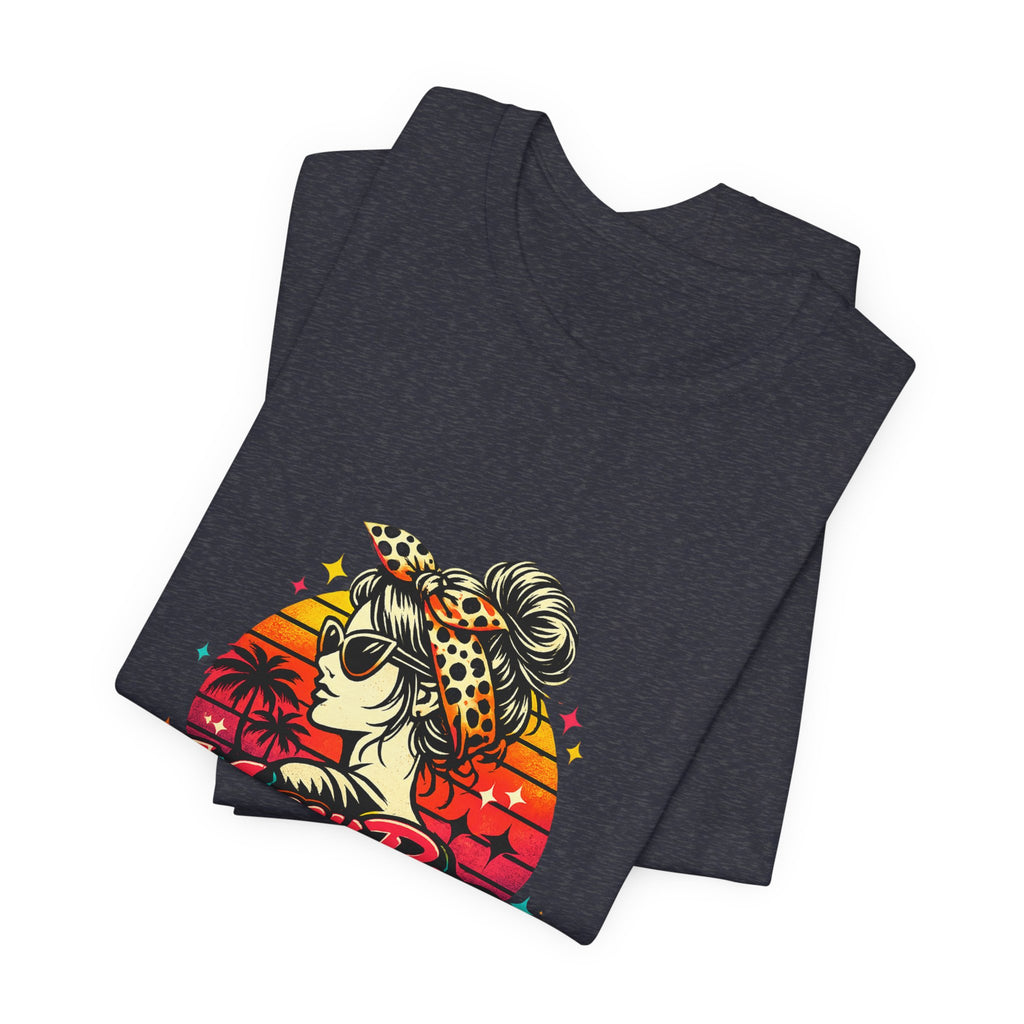 Messy Bun Momma Club Tee | Retro Sunset Mom Hair Graphic