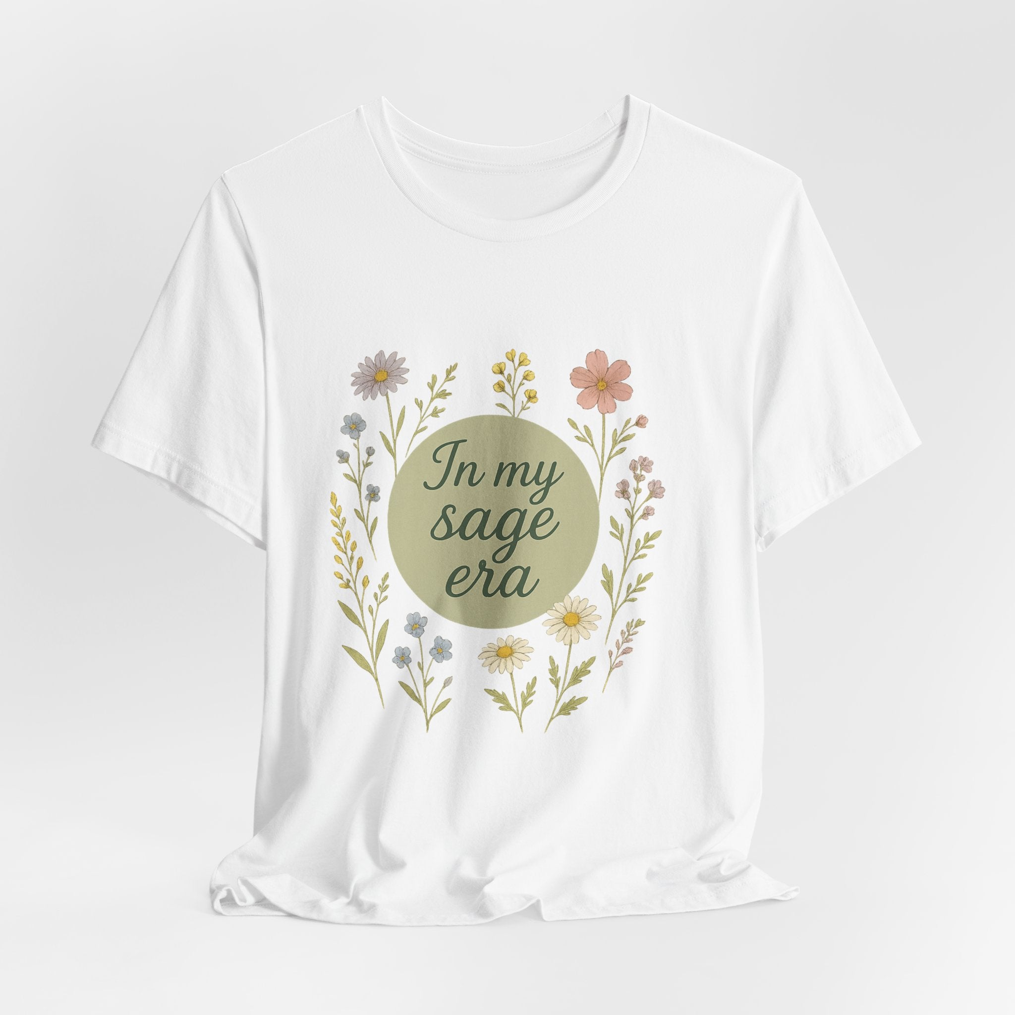 In My Sage Era tee | Floral wreath graphic shirt, botanical typography
