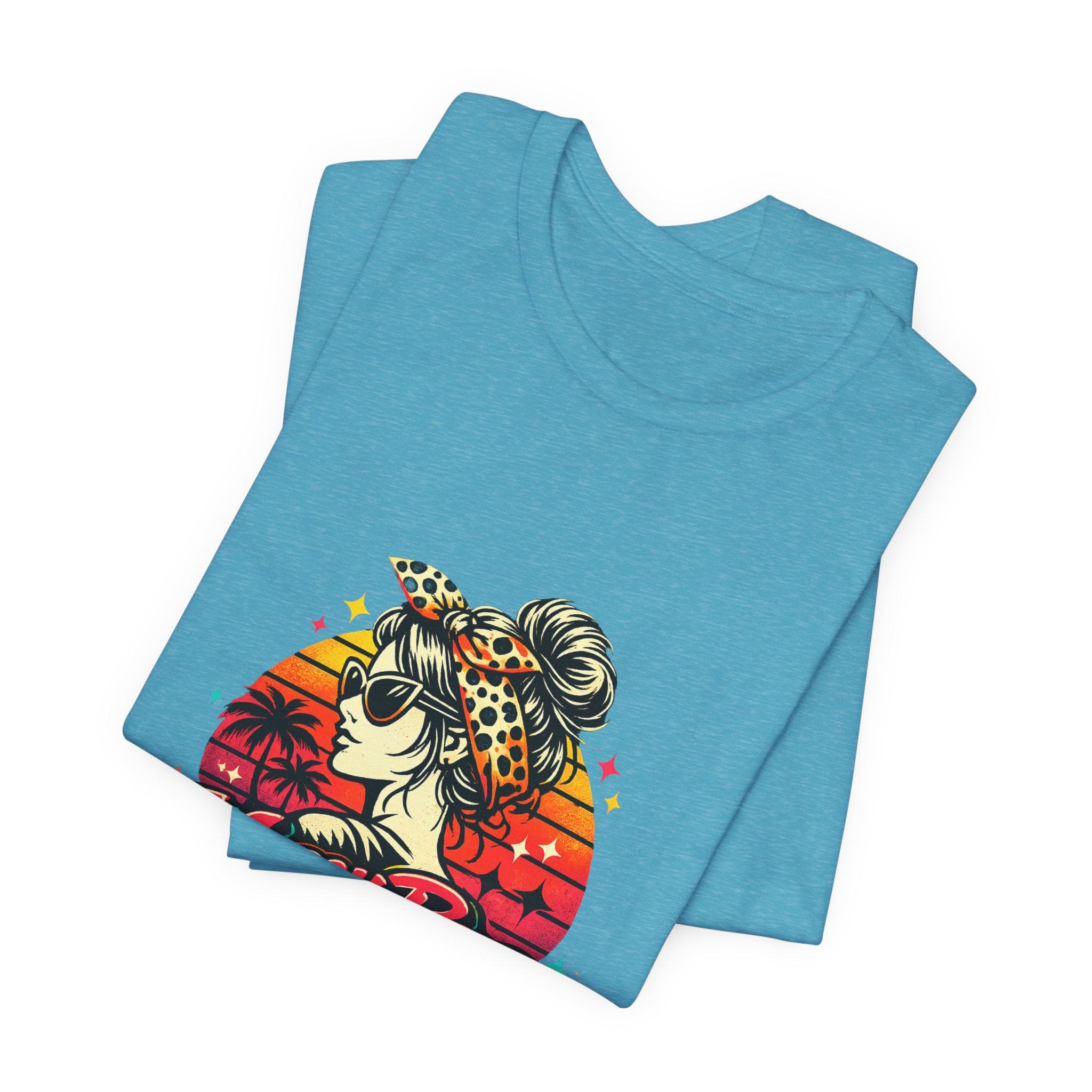 Messy Bun Momma Club Tee | Retro Sunset Mom Hair Graphic