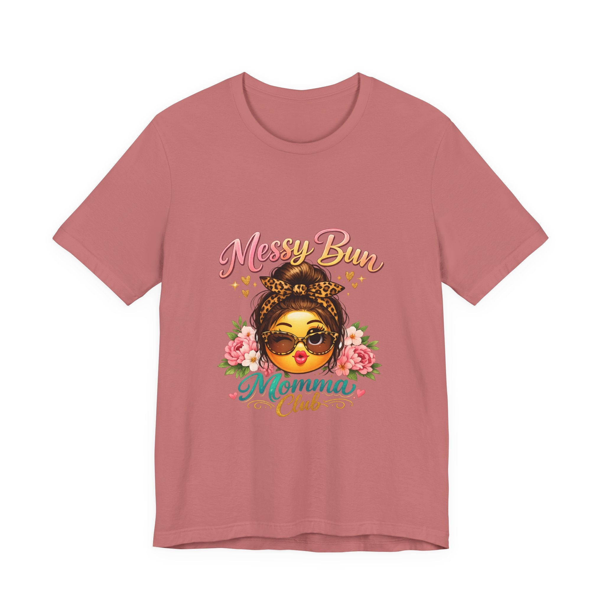 Messy Bun Momma Club Tee | Mom Graphic Shirt, Floral Bun Girl Design