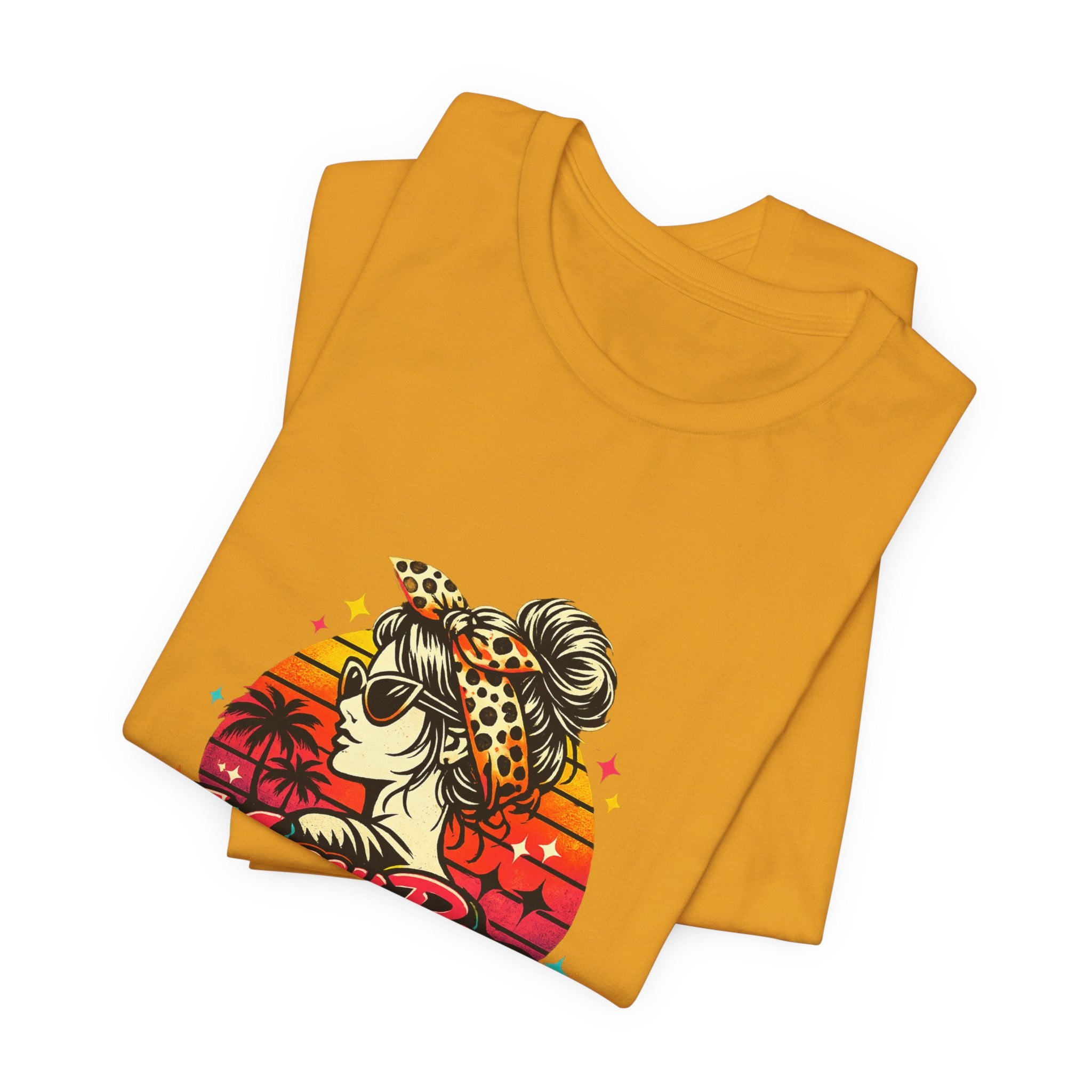 Messy Bun Momma Club Tee | Retro Sunset Mom Hair Graphic
