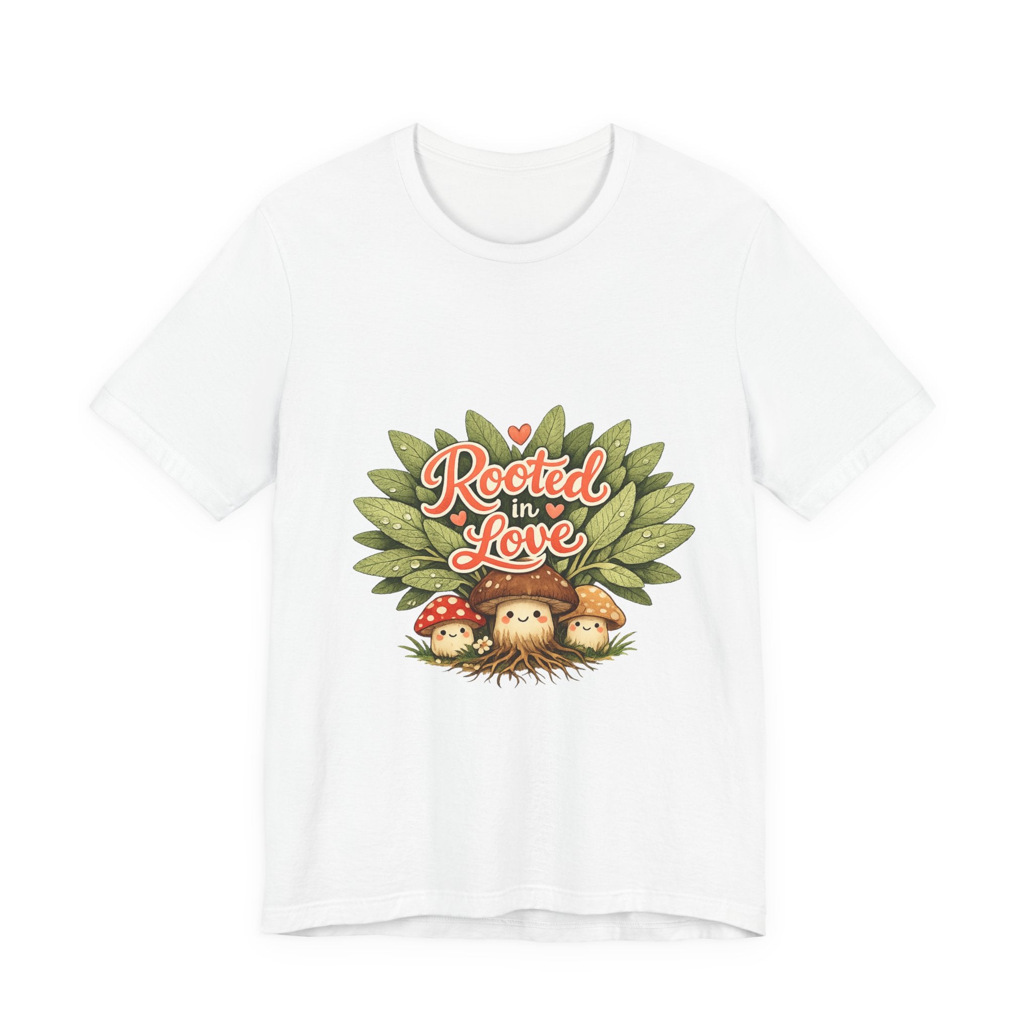 Rooted in Love mushroom family T-Shirt | Nature woodland graphic tee