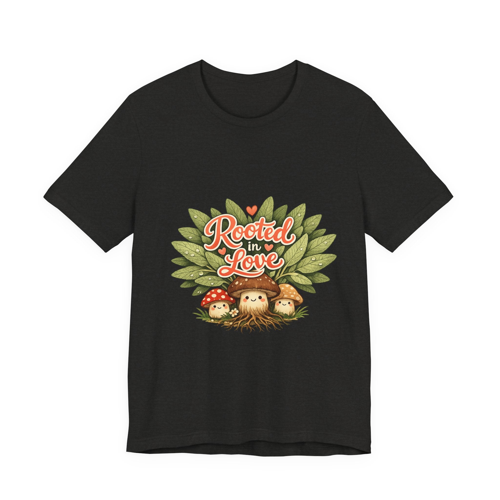 Rooted in Love mushroom family T-Shirt | Nature woodland graphic tee