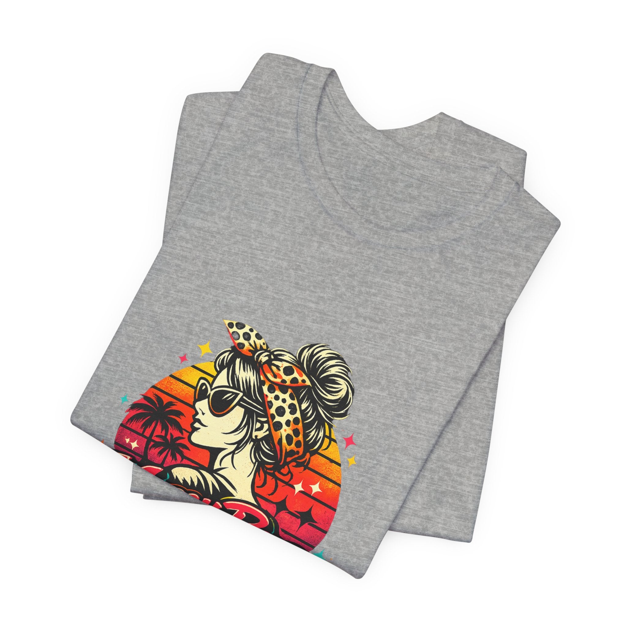 Messy Bun Momma Club Tee | Retro Sunset Mom Hair Graphic