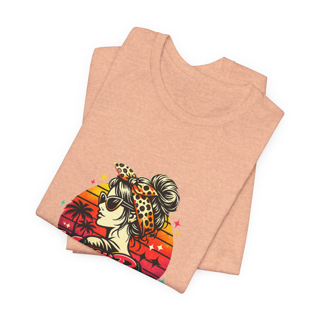 Messy Bun Momma Club Tee | Retro Sunset Mom Hair Graphic