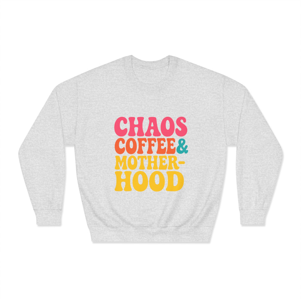 Chaos Coffee & Motherhood Sweatshirt | Retro Color Block Mom Tee