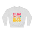 Chaos Coffee & Motherhood Sweatshirt | Retro Color Block Mom Tee