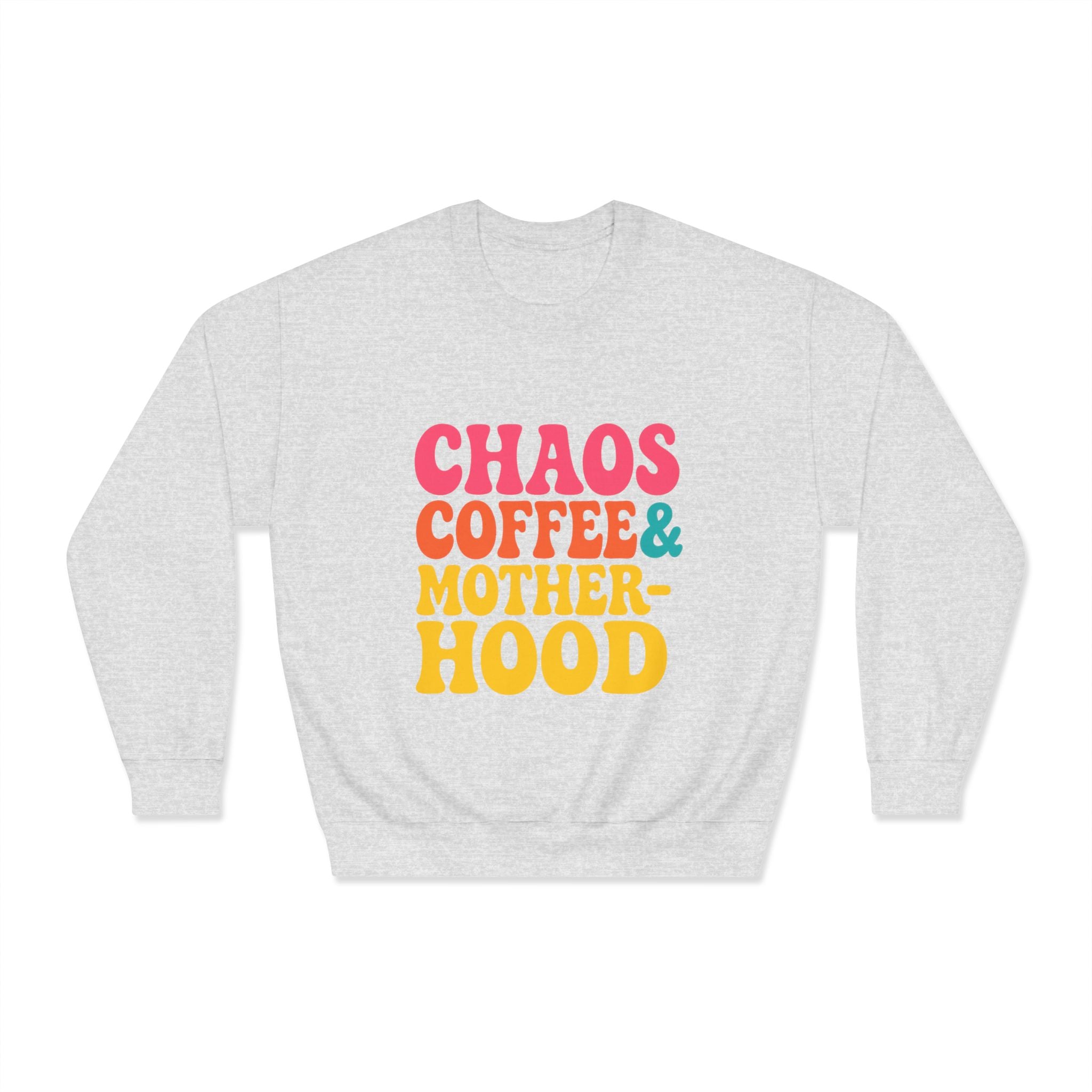 Chaos Coffee & Motherhood Sweatshirt | Retro Color Block Mom Tee