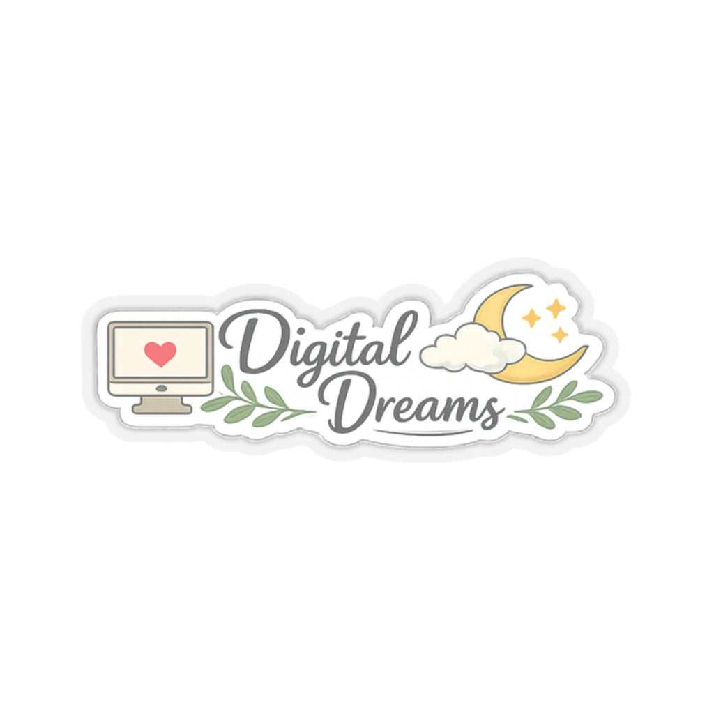 Digital Dreams sticker | Laptop decal, moon and computer illustration