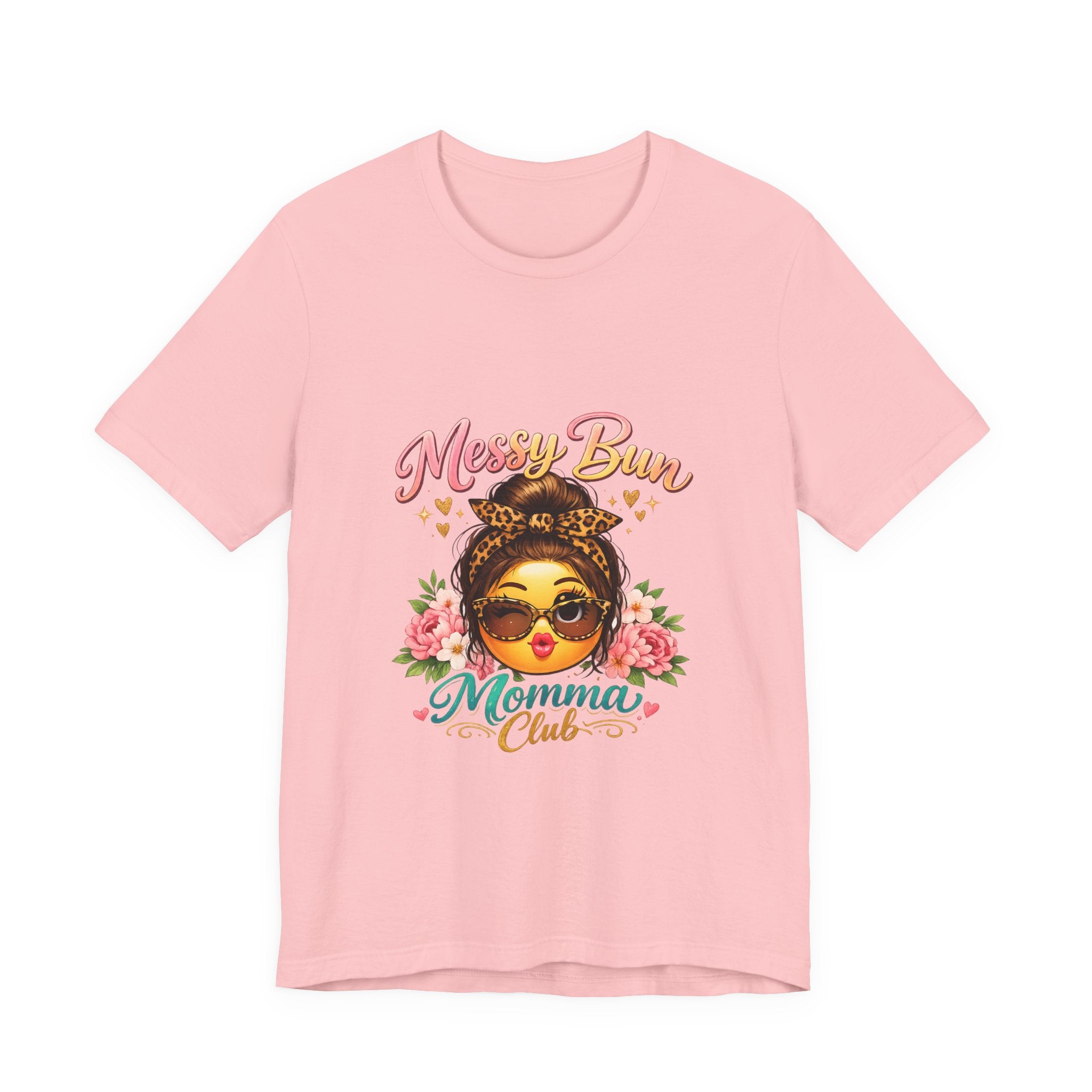 Messy Bun Momma Club Tee | Mom Graphic Shirt, Floral Bun Girl Design