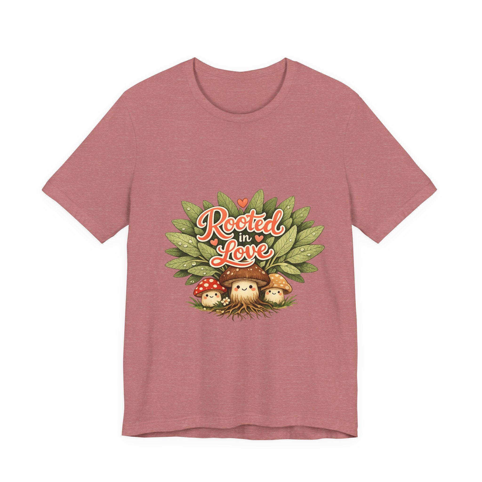 Rooted in Love mushroom family T-Shirt | Nature woodland graphic tee