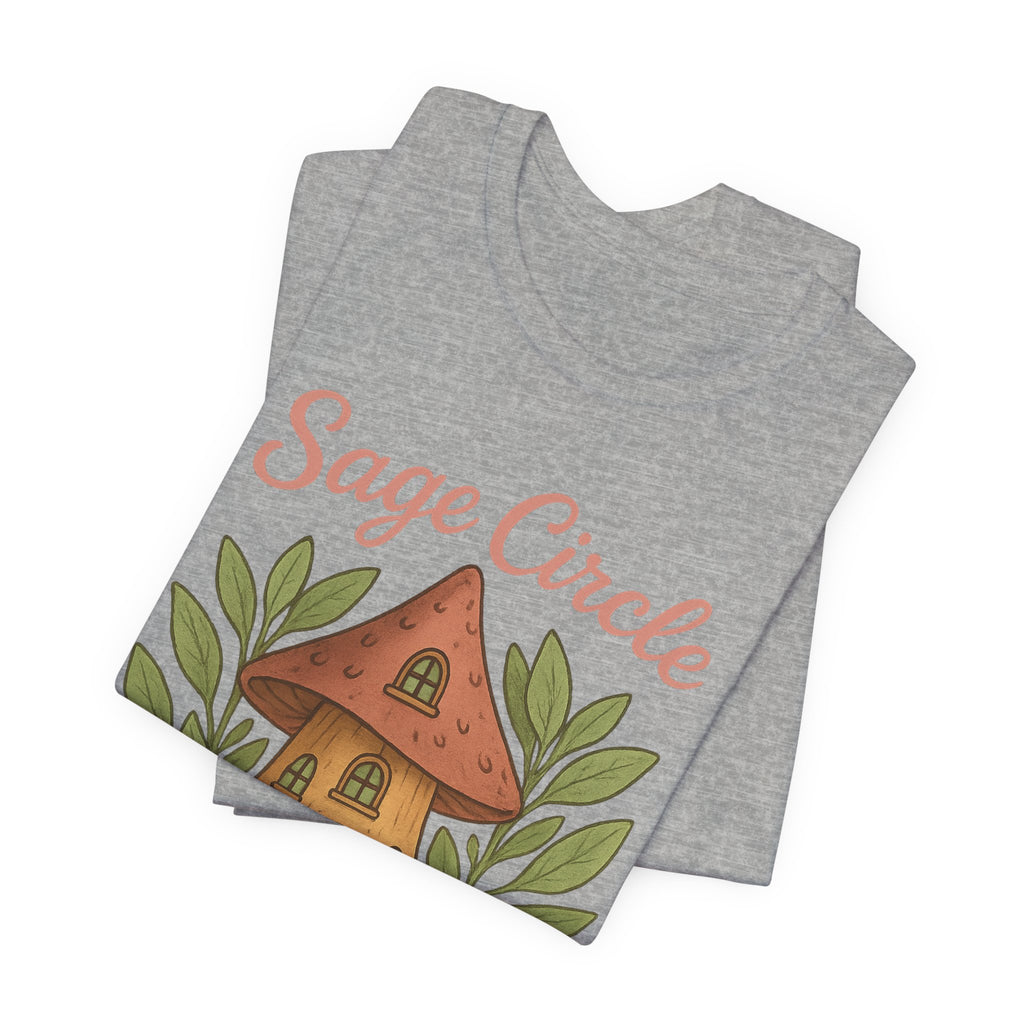 Sage Circle Bestie T-Shirt | Mushroom Cottage Illustration