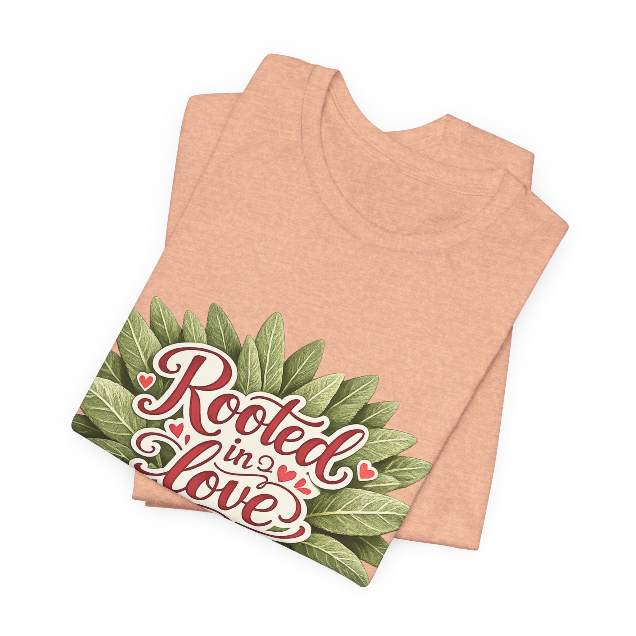 Rooted in Love mushroom family T-Shirt | botanical heart lettering