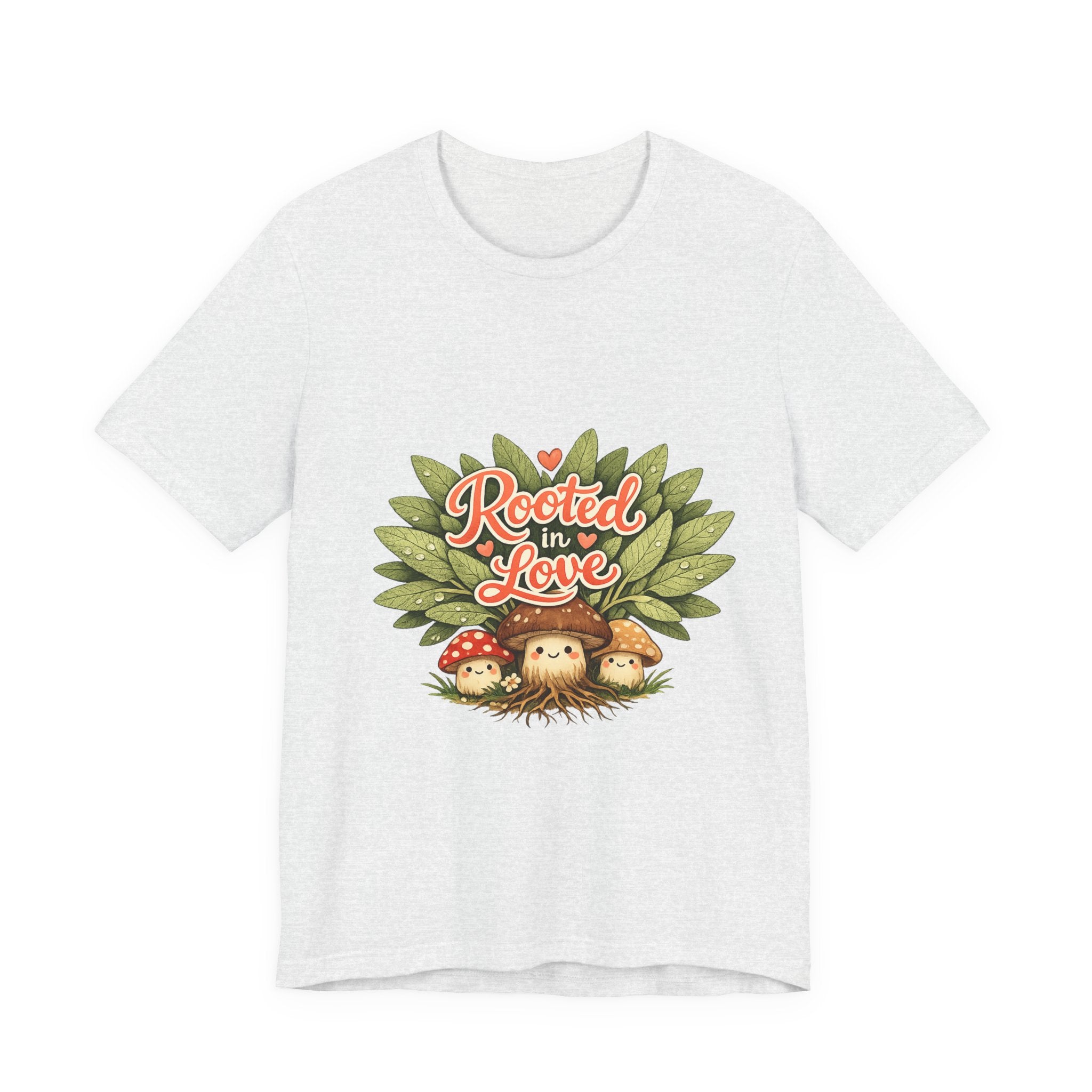 Rooted in Love mushroom family T-Shirt | Nature woodland graphic tee