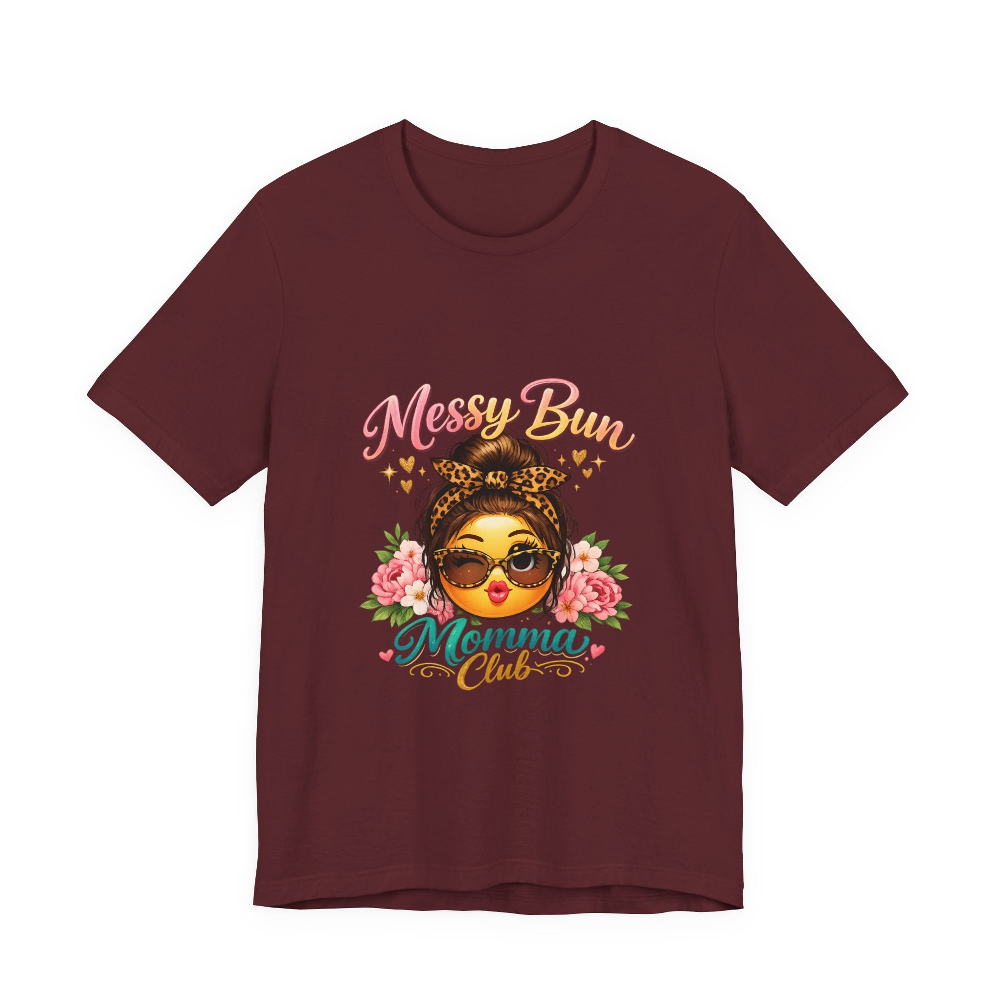 Messy Bun Momma Club Tee | Mom Graphic Shirt, Floral Bun Girl Design