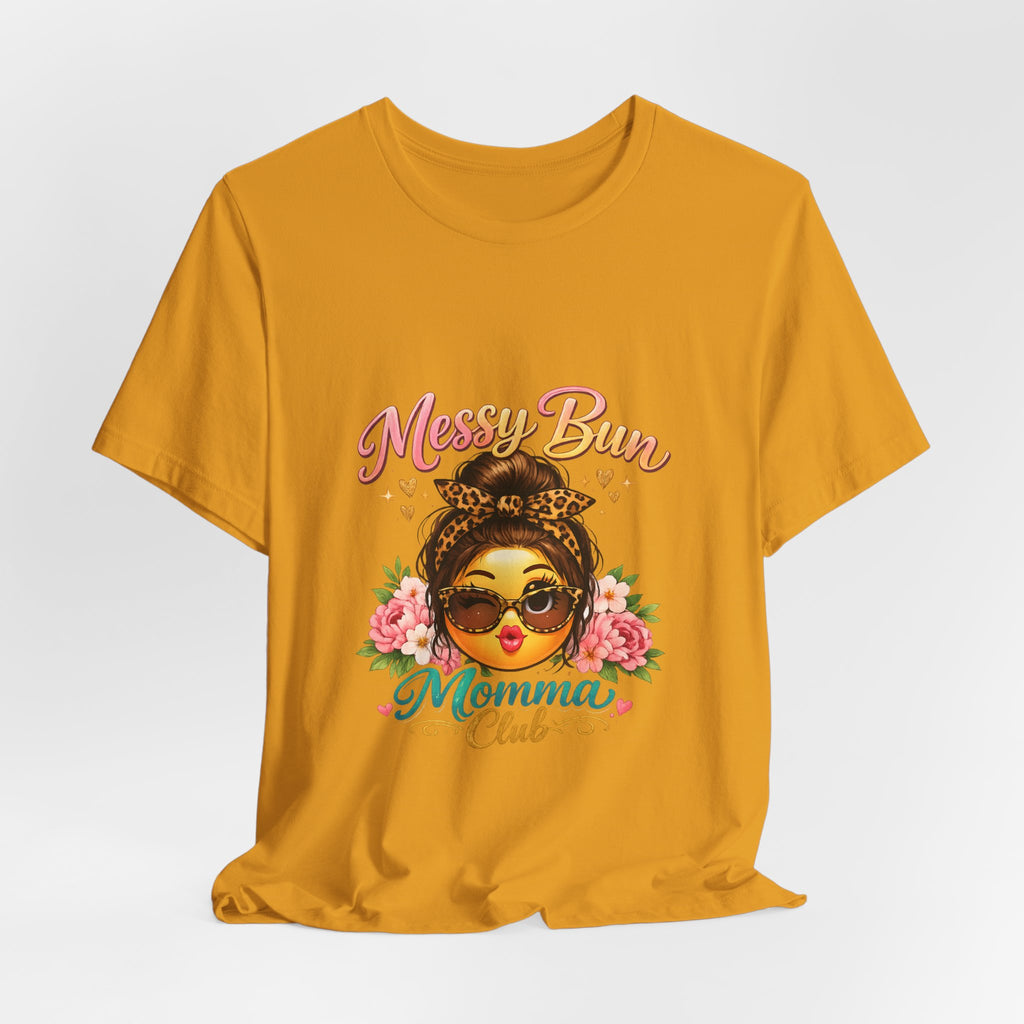 Messy Bun Momma Club Tee | Mom Graphic Shirt, Floral Bun Girl Design
